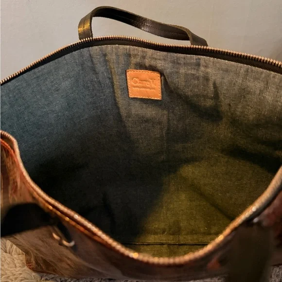 Clare V Brown Snakeskin-Print Tote Bag - Picture 3 of 5